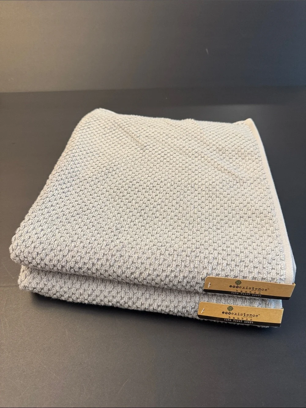 2pc ECOEXISTENCE Bamboo Zero Twist Loops Bath Towel Set - Pearl Gray